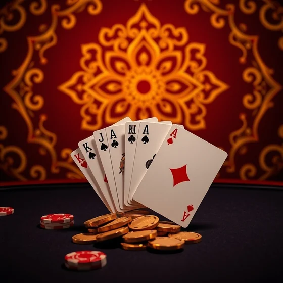Three card hand on an OExch9 teen patti table