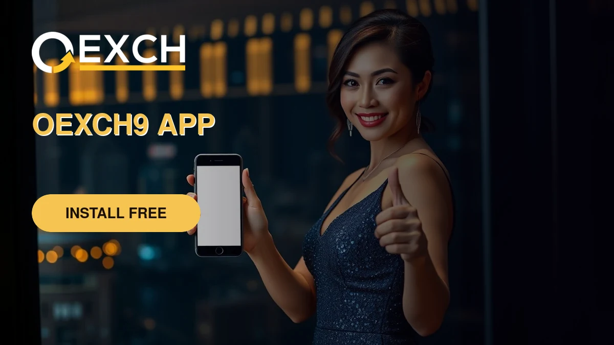 OExch9 host holding a phone with the home screen app open and giving a thumbs up